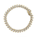 Diamond 14K Tennis (I-J Clarity) .925 Round Plated Bracelet S-Curve - Yellow Color, Gold Cttw Miracle-Set Sterling I3 Silver 1/2 7"