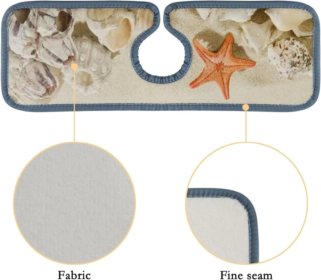 Drying Sea Catcher, Mat, Mats Absorbent Kitchen Sinkmat Summer Splash Bath 3PCS Beach Washable Guard Countertop Drip Bestwell Starfishes Sink Faucet Microfiber