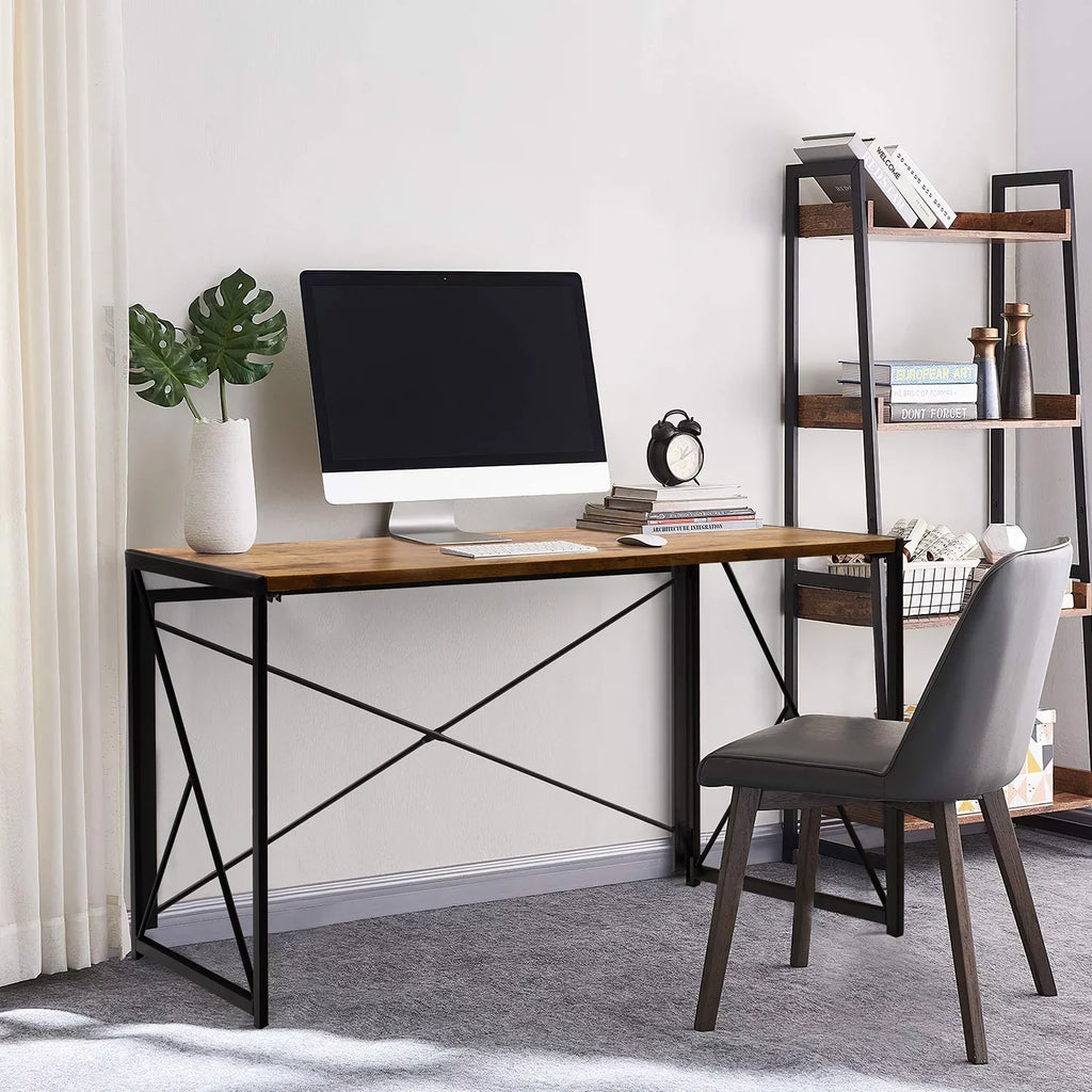 40 Writing inches Simple Lacoo Brown Study Desk Home Office Modern Desk,