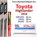 Wiper (Set 2018 Highlander 3) Wiper w/Rear Toyota Blades of