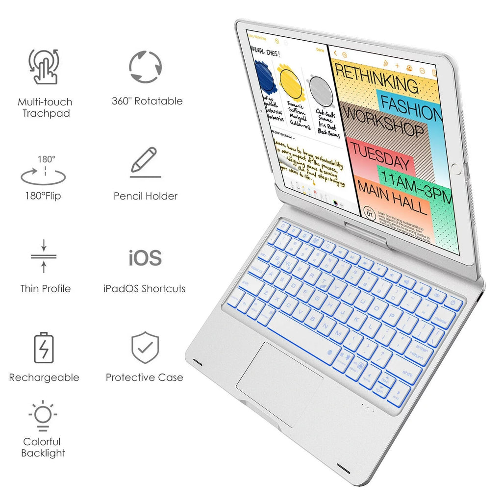 Holder 8th iPad Gen, Cover 3, Trackpad Protective Air Generation iPad Slim Keyboard for Dingrich 10.2-inch Pencil with iPad 7th 9th (2020), (2021), Pro Case iPad Generation 10.5, with
