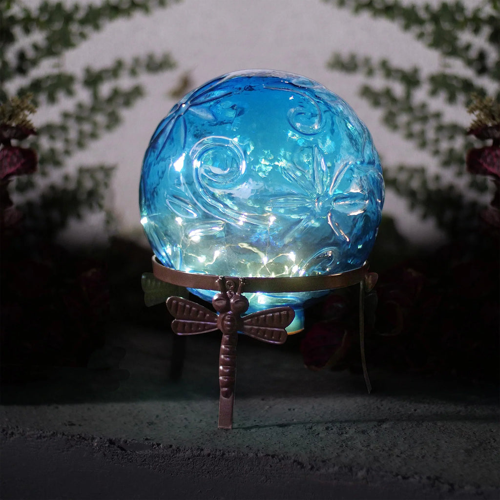 Gazing 10" W Glass L Blue H Corporation Embossed x Alpine 10" 13" Light-up x Globe,