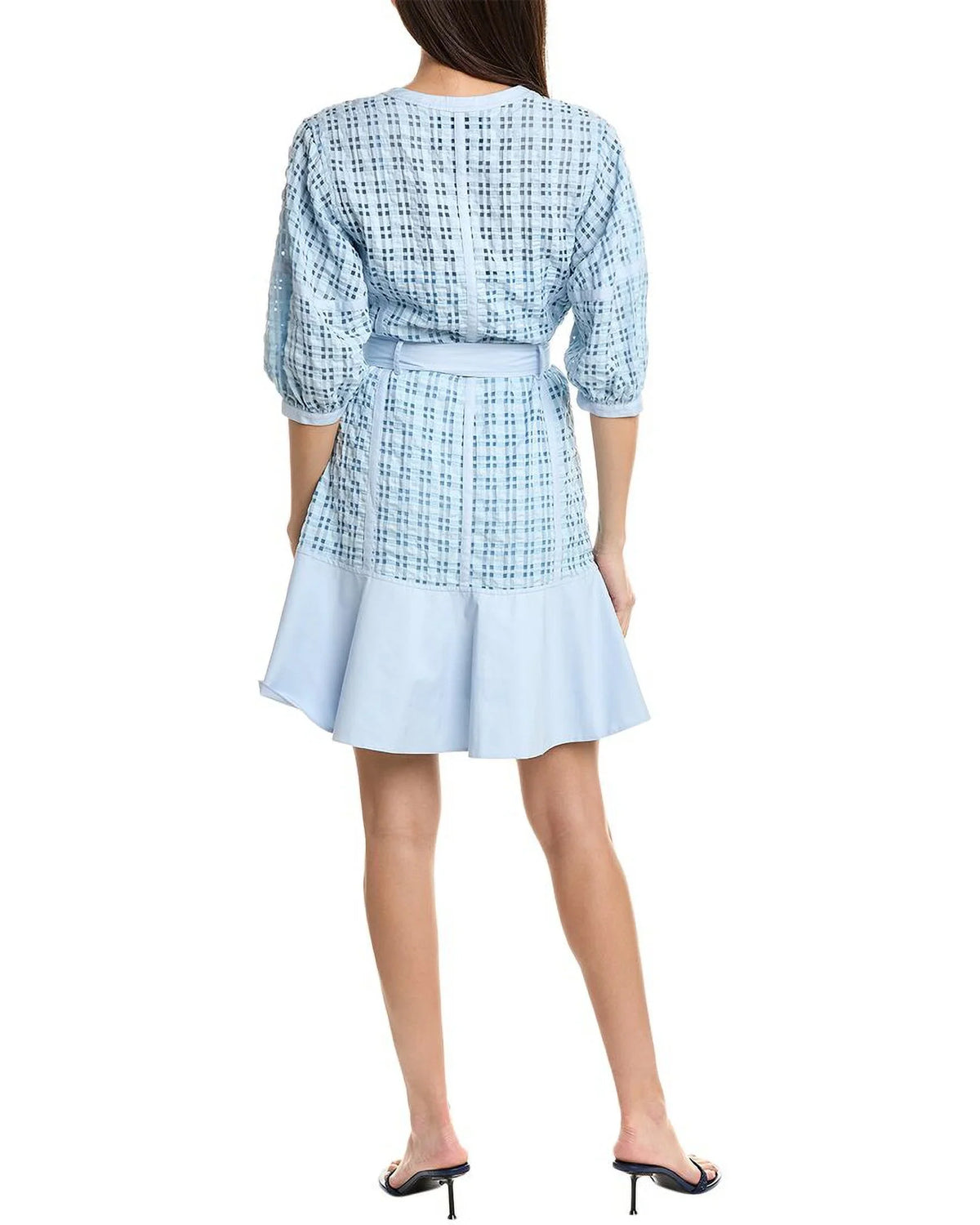 4, Taffeta Phillip 3.1 Dress, Lim Check womens Blue