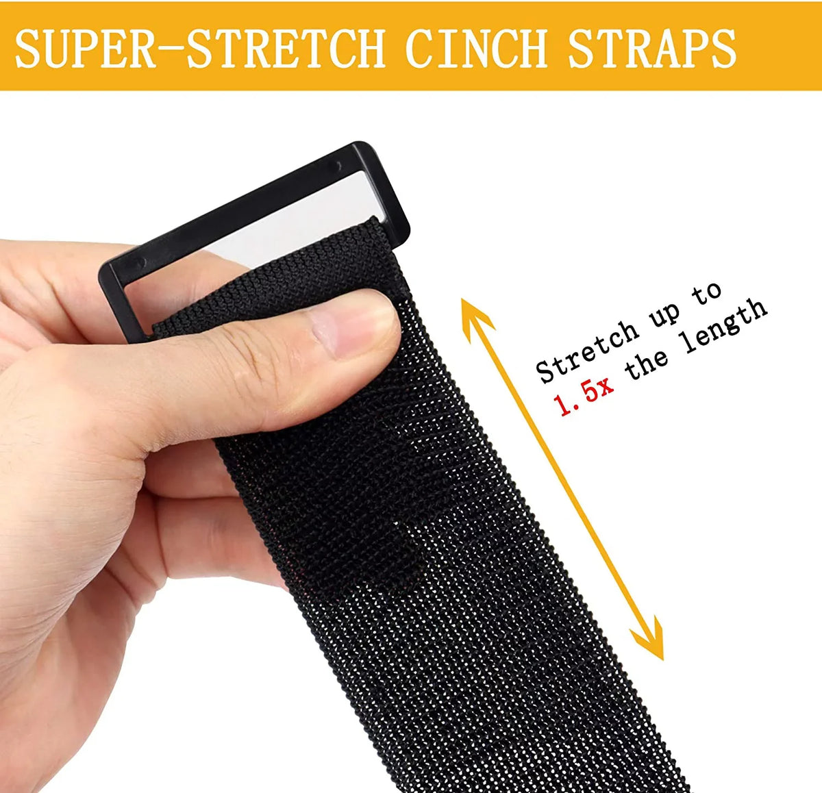 Cinch Elastic 2" Cord Extension Pack) Wrap, Hook x for Straps, 12" (8 Storage Cord, Strap Rope Cable, Loop and