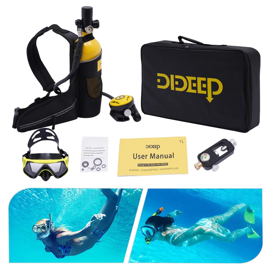 32.8ft Reusable Kit 1L Mini Scuba Portable Scuba Deepest Tank Underwater Gear Diving