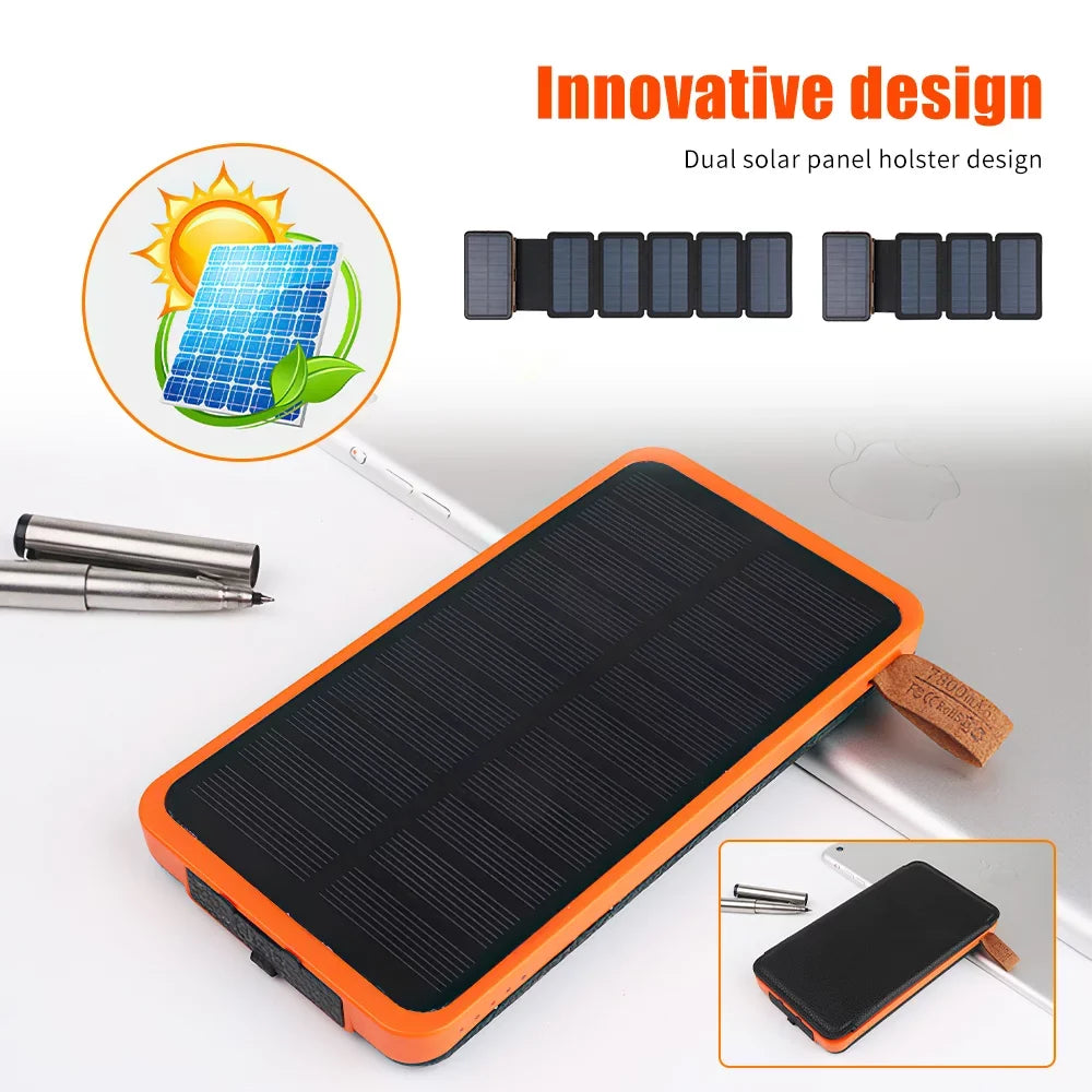 Portable Panel For Phone Battery Folding Charger Bank Power 26000mAh External Cell Solar Flashlight 6 with Solar