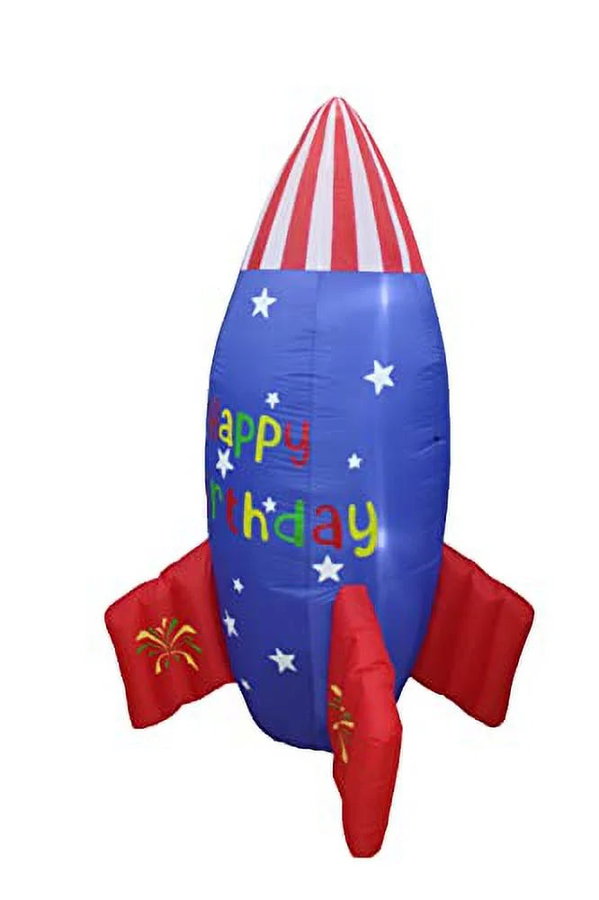 Party Inflatable Happy Stars Prop Design for Outdoor Garden Blossom Blowup Home Rocketship Lights Yard Flag Tall Indoor LED Birthday Decoration Inflatables Family USA Foot 6 Lighted Pre-Lit