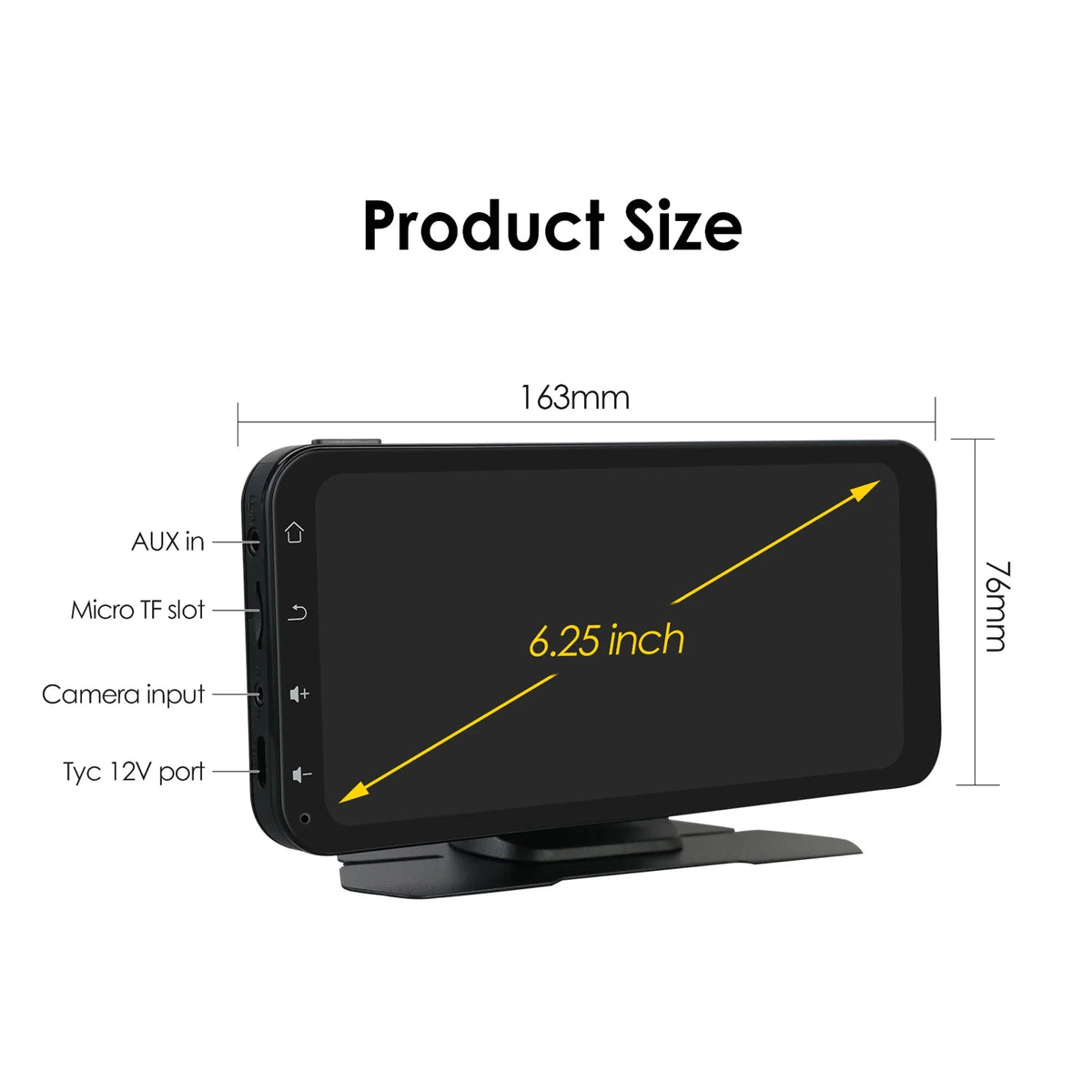 Carplay 360° Apple 6.25" Ossuret Navigation Camera Bluetooth Android Touchscreen Receiver Wireless Car Backup Auto Adjustable Stereo With Support GPS Audio Radio