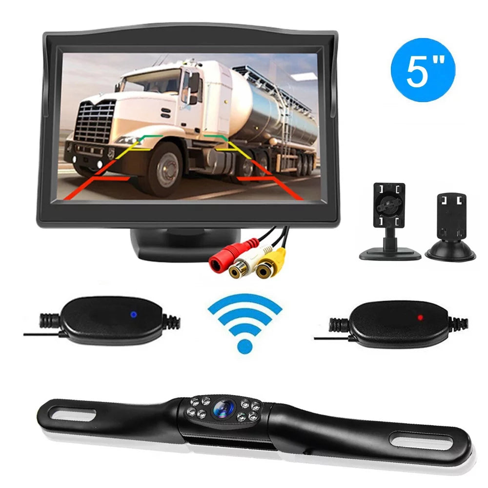 5" Monitor View Rear Night System HD Wireless Camera + Vision Parking Car Backup