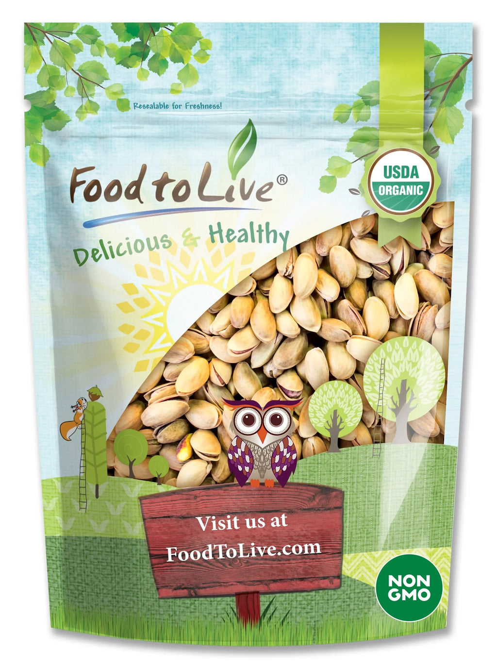 Shell, Live Pistachios Roasted to California Bulk) (2 Pounds) and Food (In Organic Salted, Non-GMO,