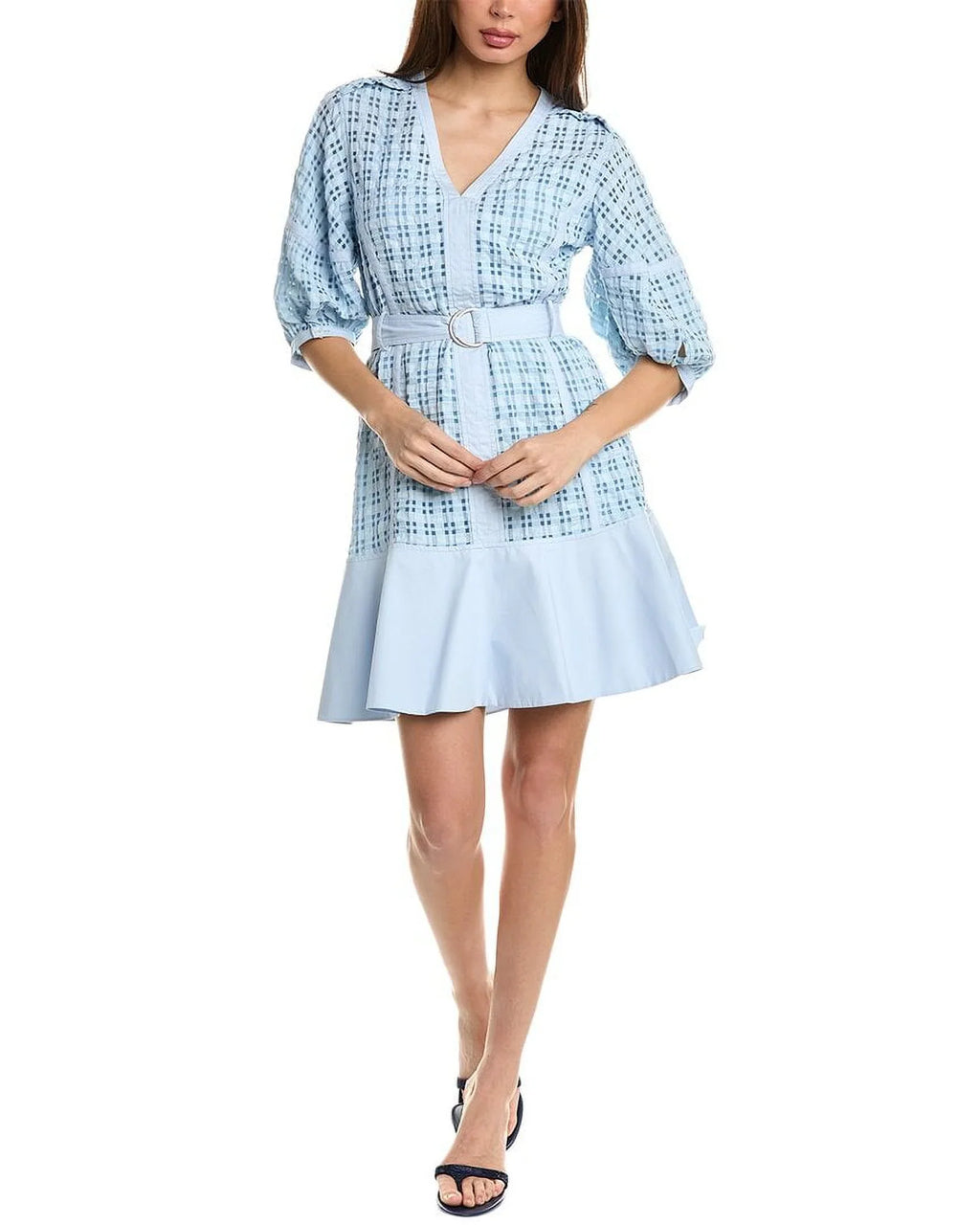 4, Taffeta Phillip 3.1 Dress, Lim Check womens Blue