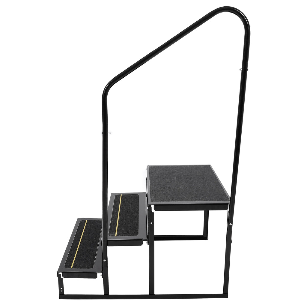 Steel Rail Steps Trailer Hand-railing HECASA Side RV Armrest W/ Stairs 3 Travel Load Hand Trailer for Universal Camper