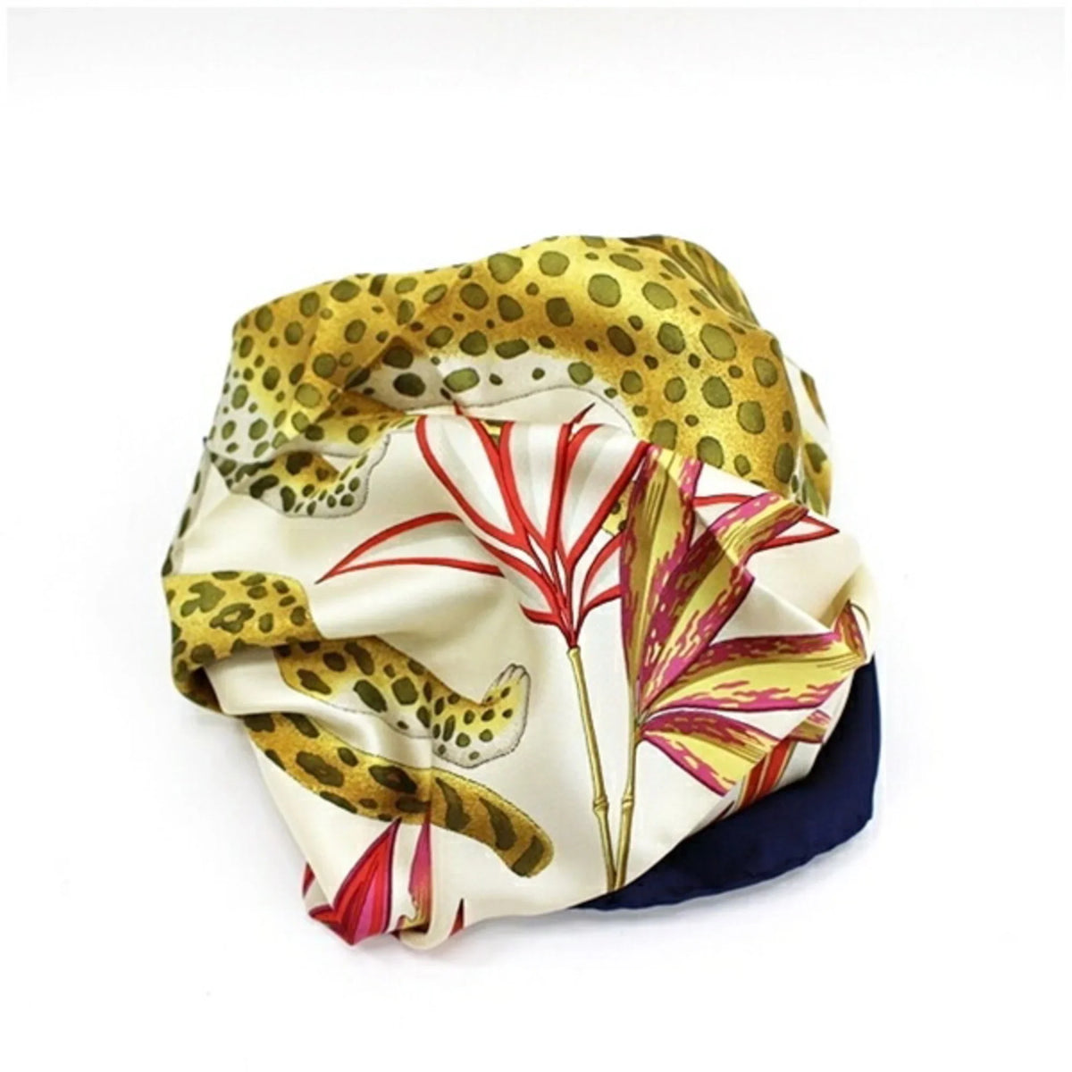 Muffler Pre-Owned (Good) Navy Scarf Women's Print Ferragamo Salvatore Leopard Silk Multicolor x