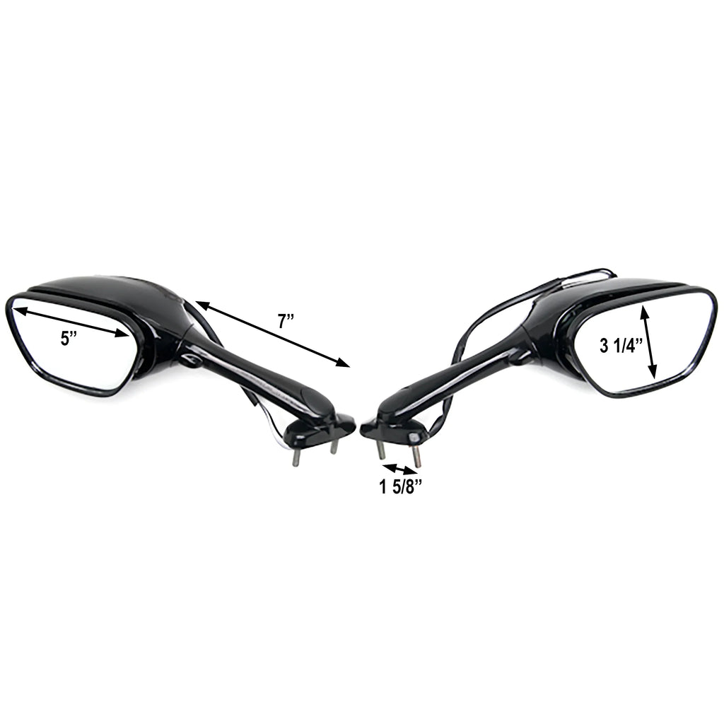 Turn Motorcycle Mirrors with Signals Right Suzuki & Black 1000 / GSX-R1000 Krator GSXR 2005-2009 Left Compatible