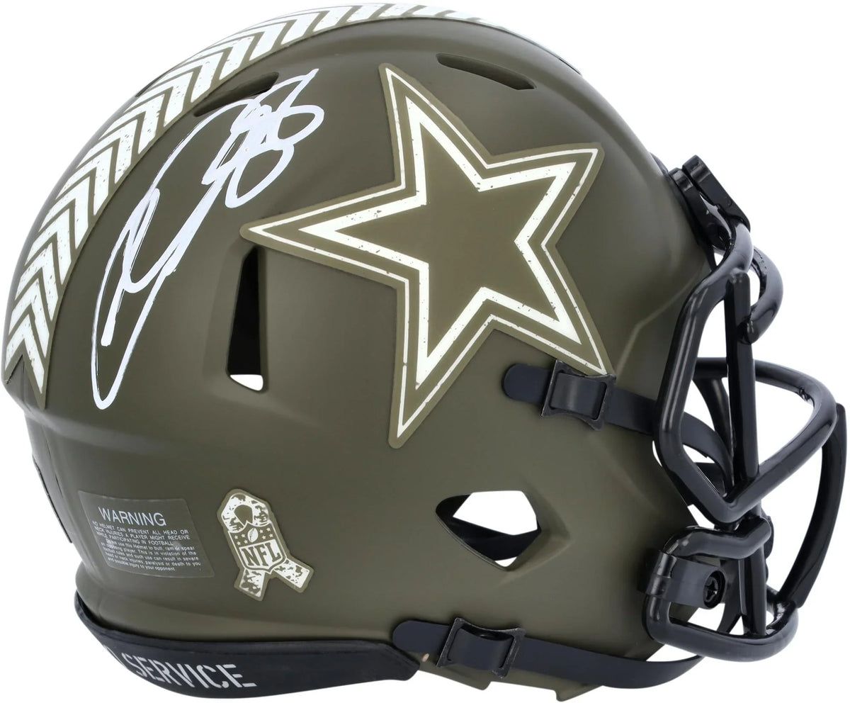 Helmet Authentic To 2022 Riddell Fanatics Cowboys Certified Autographed Service - Ceedee Lamb Dallas Speed Mini Salute