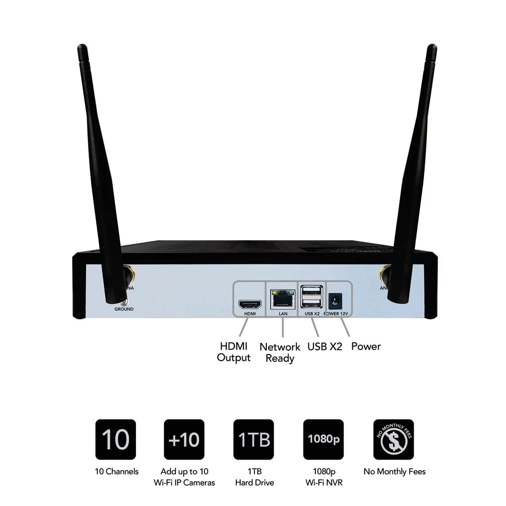 (4) w/ Hard Cameras Drive CL-2WNP1-4L Owl Channel 1TB 10 Wi-Fi & Expandable IP Wi-Fi Spotlight Night NVR 1080p