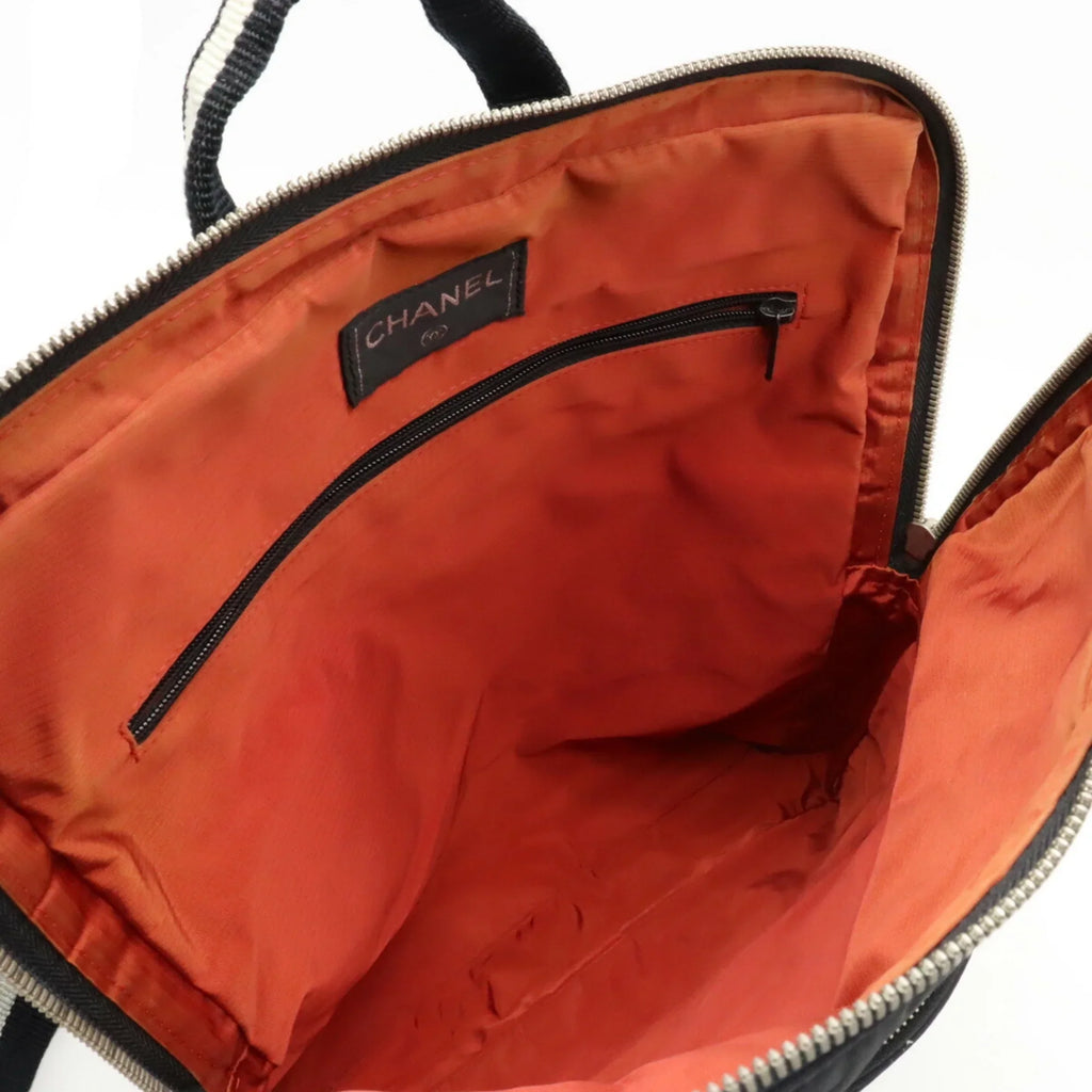 Rucksack Travel Line Jacquard Old CHANEL Nylon Chanel Backpack Black (Good) Pre-Owned Daypack