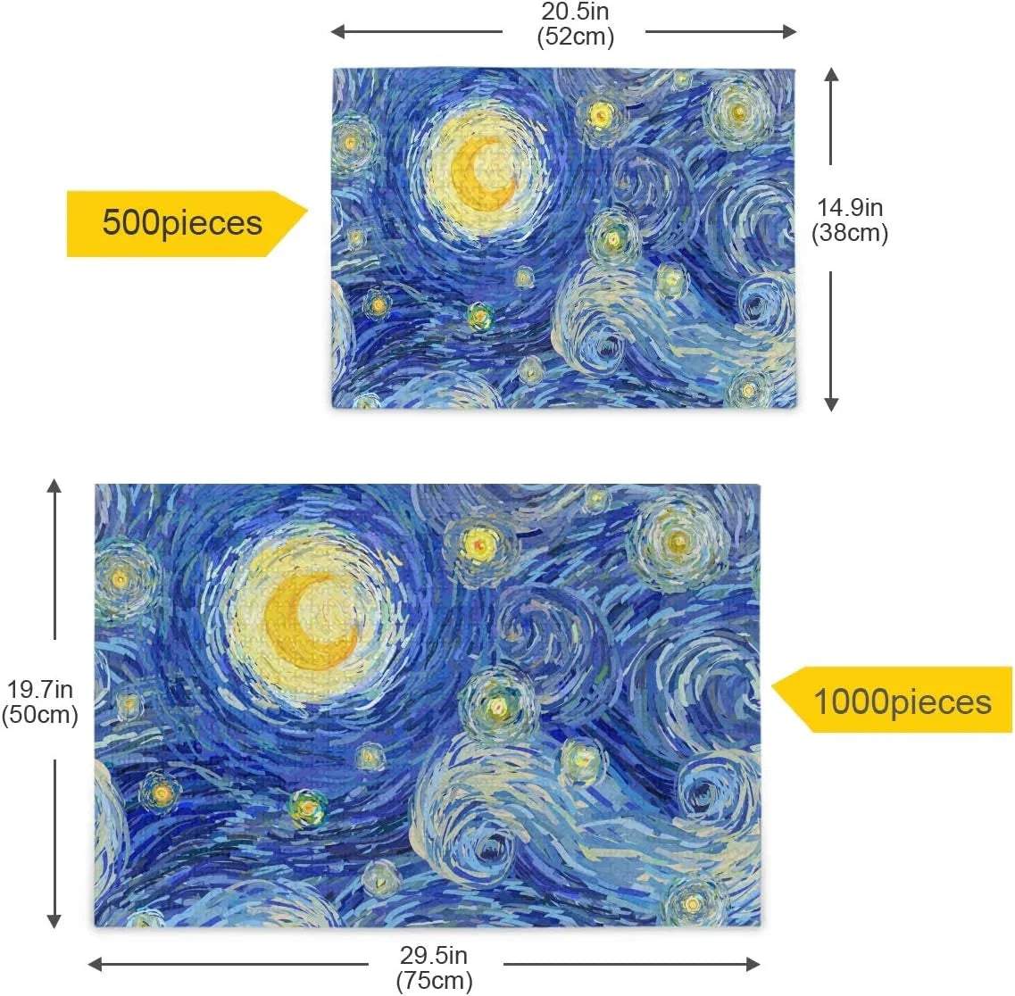 Adults Puzzles Print Cloud Stars Starry Swirly Kids Puzzle Wellsay Glowing Style Moon Sky Jigsaw Van DIY Night Gift 1000 Gogh Pieces for