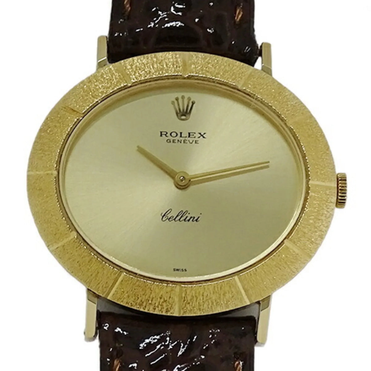 Polished Men's Rolex Pre-Owned Watch, 3831J Cellini (Fair) Leather, 750YG, Hand-wound, Gold,