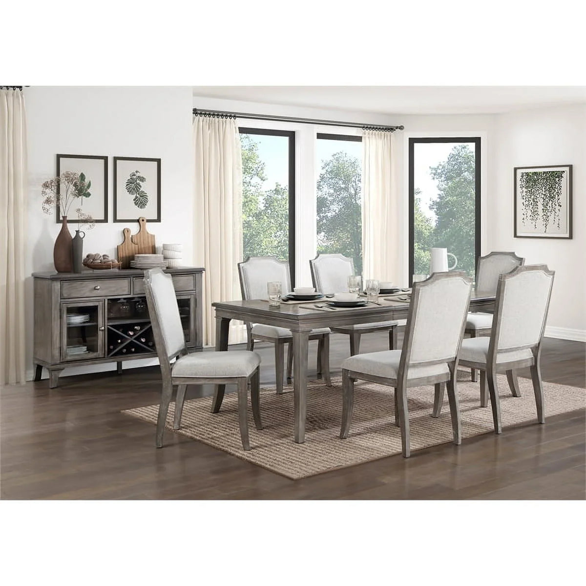 2) Brown Chair Upholstery Side Lexicon Garner Wood (Set Gray Room of Dining in