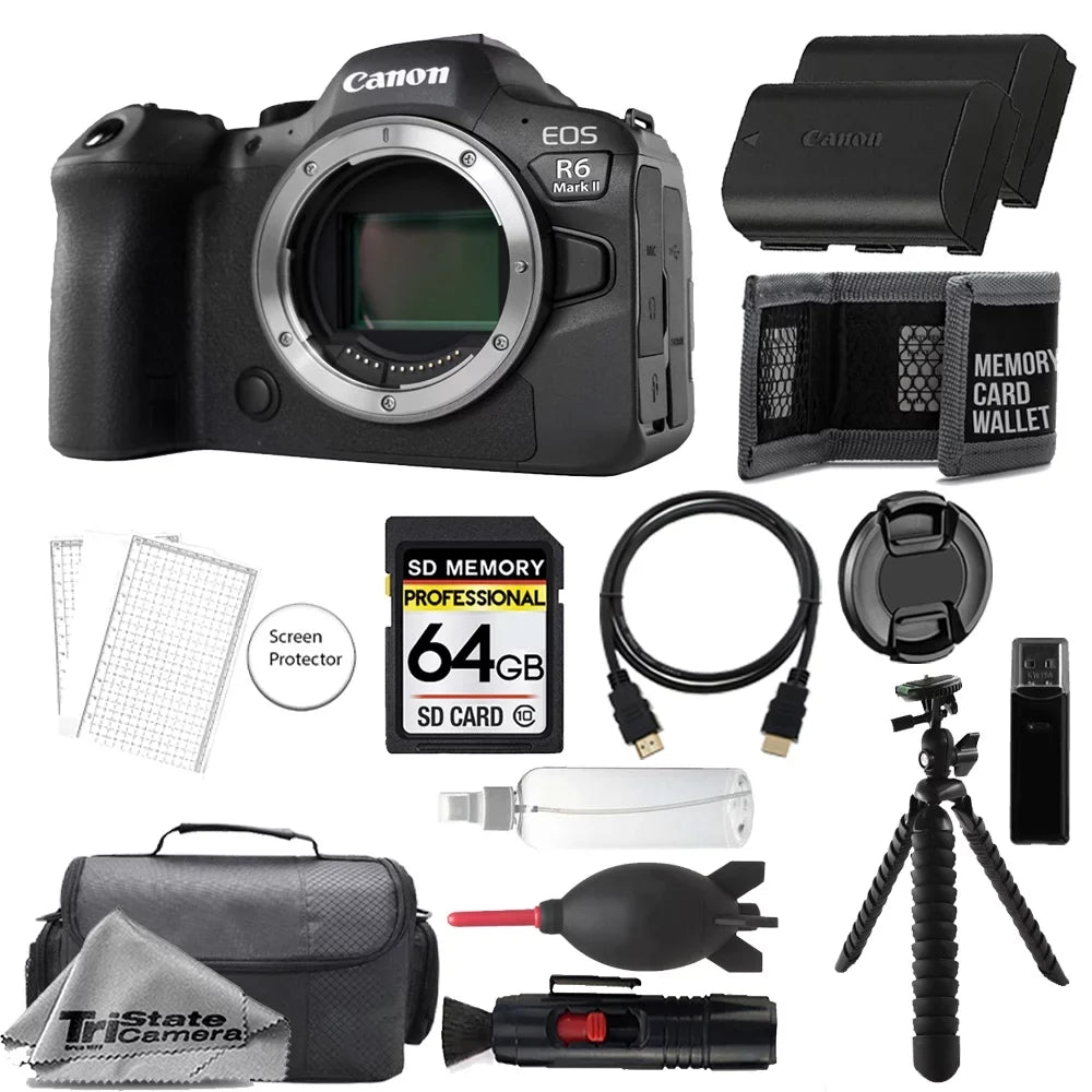5666C002 EOS II Mark Extra Kit Canon Battery- + Mirrorless R6 (Body) Camera Accessory + 64GB