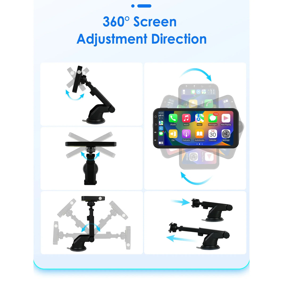 Carplay 360° Apple 6.25" Ossuret Navigation Camera Bluetooth Android Touchscreen Receiver Wireless Car Backup Auto Adjustable Stereo With Support GPS Audio Radio