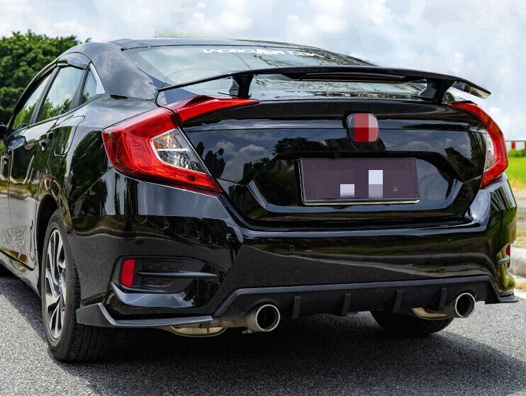 Spoiler Brake Honda Trunk Glossy Light For Civic 2016-2021 Sedan Wing Lip Black