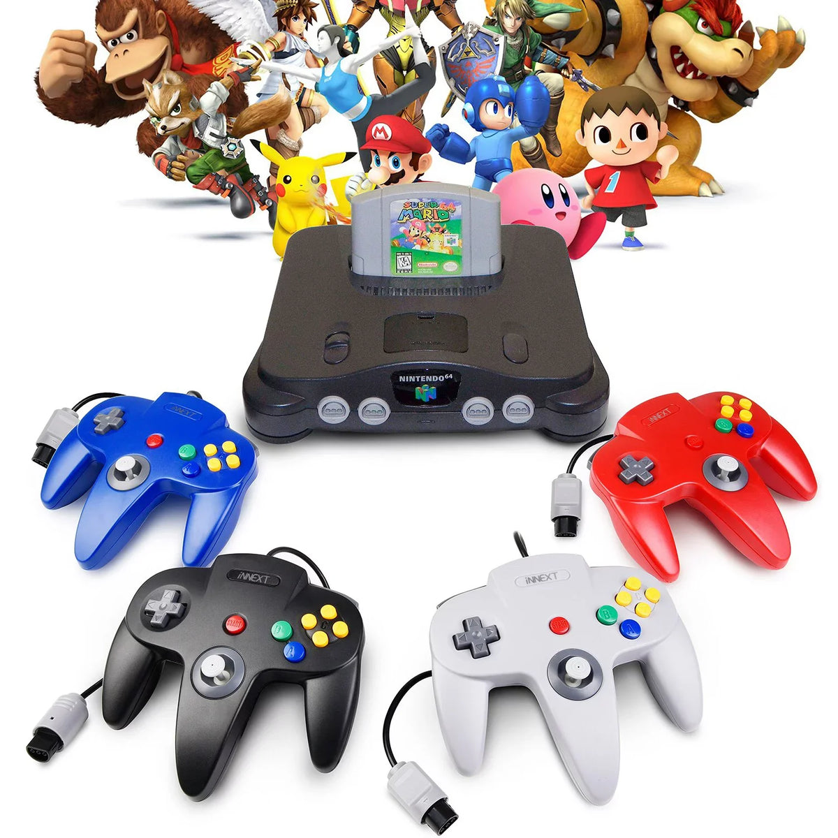 iNNEXT Classic Game Ultra 64 N64 System Video Wired Controller, 2 Pack 64-bit Game N64 Joystick pad Console (Black) N64 for