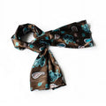 Blancho Small Silk Flower Pattern - Dark Soft Scarf/Wrap/Shawl Brown Paisley Elegant Extremely &