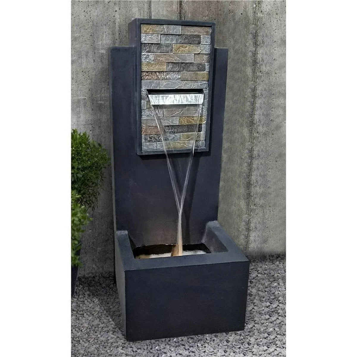 Texture & in. Finish LED Contemporary Fountain 32 Jeco Light FCL186 with Rock