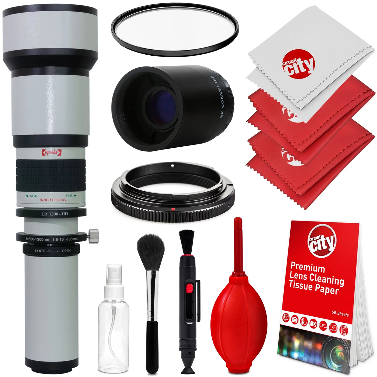 A900, Lens A700, A550, 650-1300mm UV Sony for A68, f/8 (with A55, Alpha Opteka A33, Cameras 1300-2600mm) 2x- + A580, SLR A99 A77, A560, Digital II, A99, A35, A57, A37, A65, Manual A390 Telephoto A58,