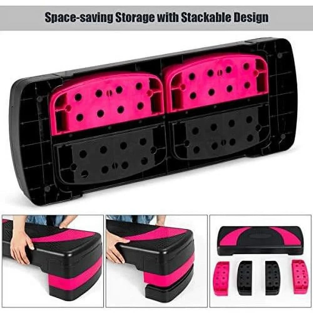 Workout Platforms 3-Level Detachable Adjustable Risers With 31” Surface, Shock-Absorb Stepper, Exercise Anti-Slip Pads, Aerobic Platform With & Step Non-Slip Height