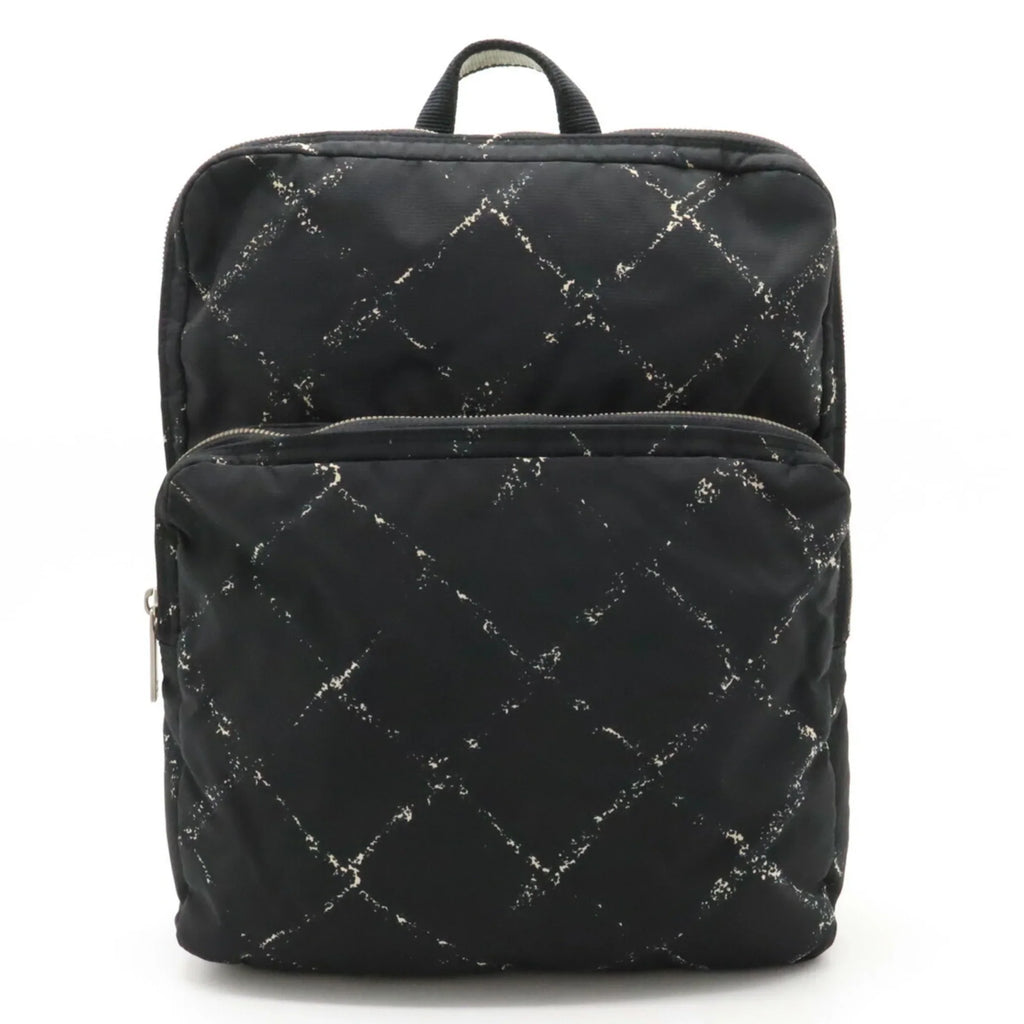 Rucksack Travel Line Jacquard Old CHANEL Nylon Chanel Backpack Black (Good) Pre-Owned Daypack