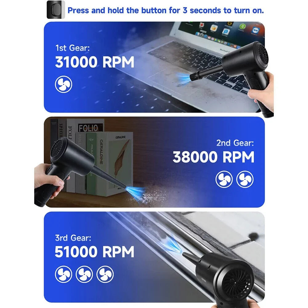 Computer Cleaner Portable Electric Air Car Air For Cordless Keyboard 51000RPM
