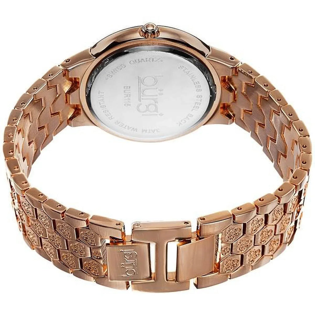 Women's Watch Quartz Rose-Tone Crystal-Accented Brass Bracelet Swiss