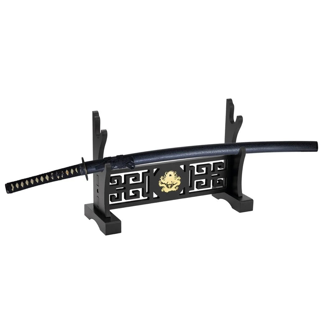 Hollow Blade Design, Portable 2-Tier Dragon Holder, Stand Sword Samurai Pattern Out Blade Katana Cosplay Organizer, Long Rack Sword Stand, Shelf