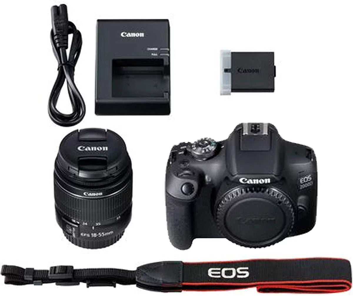 18-55mm with DSLR Zoom Lens 20pc f/3.5-5.6 EOS Tripod, 128GB Card, Canon 2000D Bundle More Camera and + Flash,