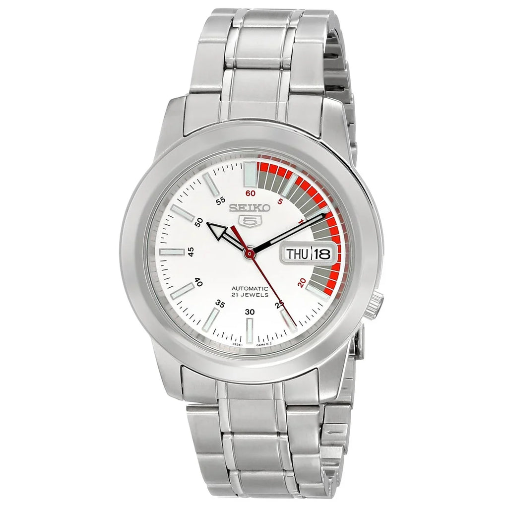 Seiko Watch 30M Day Date Stainless Automatic Men's SNKK25 Dial White Steel