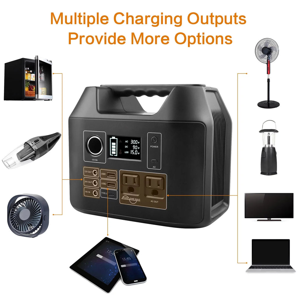 NEW Lithium Station 80000mAh Sloar 296Wh Power 300W Generator Portable Battery