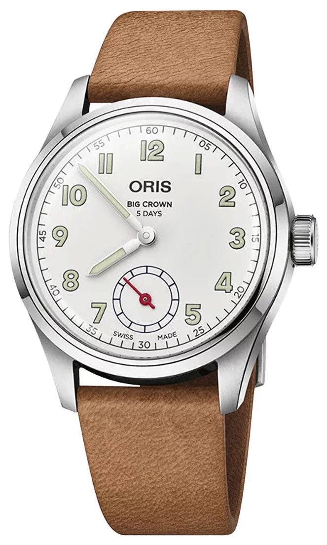 Steel Dial Crown Wings Beige 401 Edition Limited Big Watch Of Mens Strap Stainless Hope 7781 Automatic Leather Oris 4081-Set White