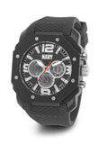 Blk Rubber Strap Dial Watch, Blk & Navy US C28