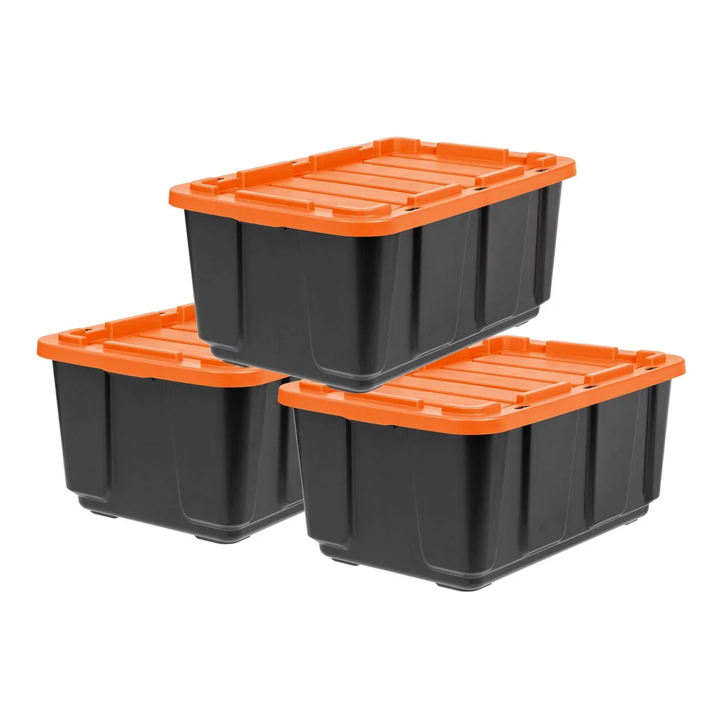 Orange Lid 3 Duty Tough Tote, Black Pack USA IRIS Utility with 108qt/27gal Heavy