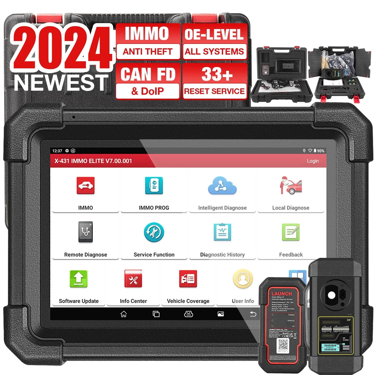 2024 Systems Diagnostic ,CANFD/DOIP,39+ IMMO Tool Key All Programmer Scan Launch XPROG-3 Car Newest ELITE X431 Services with