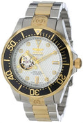 Diver White Tone Watch Men's 13704 Stainless Invicta Grand Dial Steel Textured Two Automatic