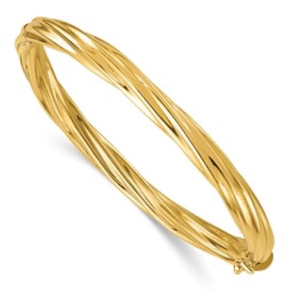 5.8mm for Polished Gold Bangle Yellow Men Auriga 14k Twisted and Hinged