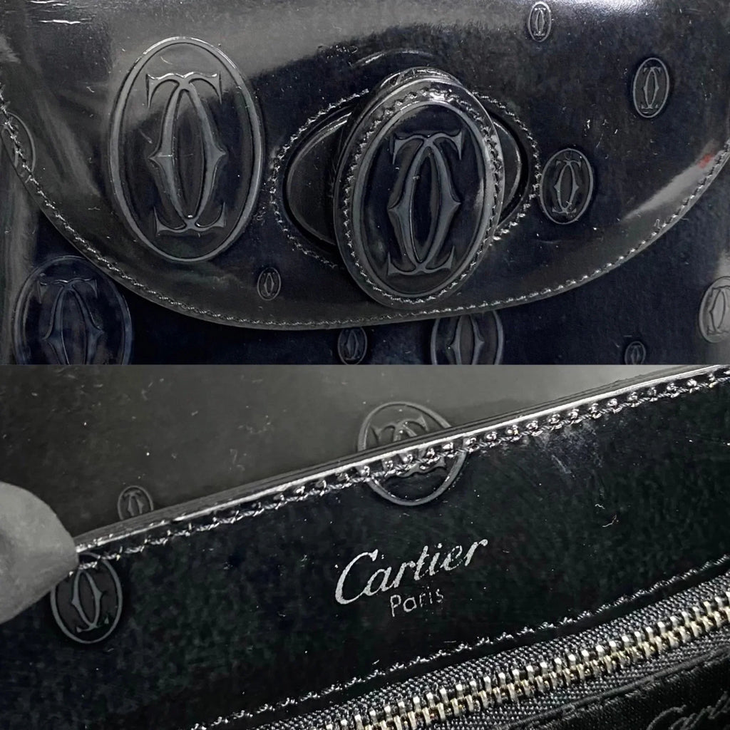 Happy Black Birthday Patent (Good) CARTIER Leather Handbag Pre-Owned Turnlock 19374