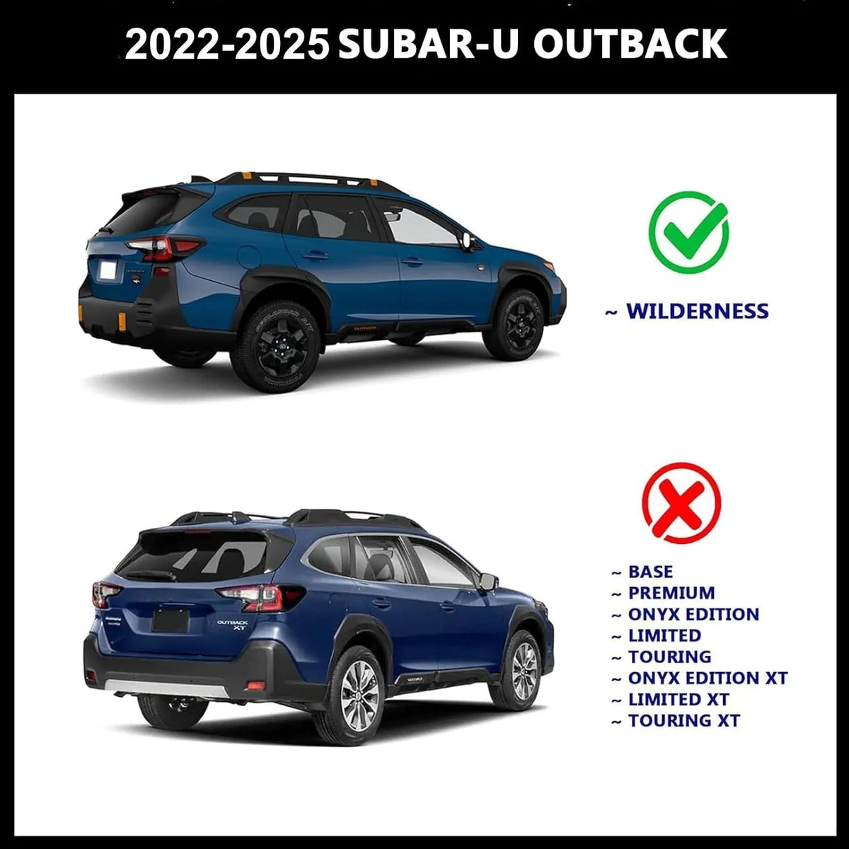 Side Black Fit Rails, Carrier Outback Subar-u ROKIOTOEX Rack Crossbars Cargo Luggage, Raised Bars for for Cross CJ4035 Ski 2022-2024 – Rooftop Roof Bike Wilderness Box Cobra Board,