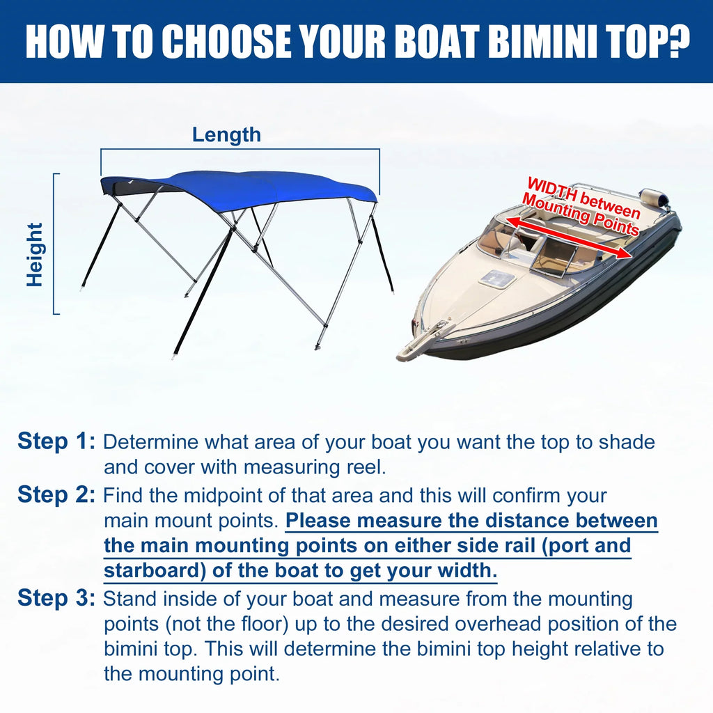600D Steel 8"Lx54"Hx79"-84"W Hinges Top Bimini Deck Stainless Blue 4 Unique Bow Bargains