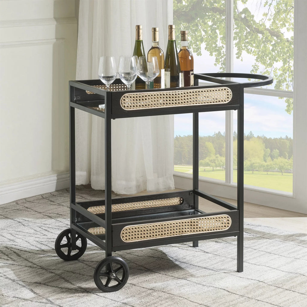Finish Cart, & Kitchen Serving BESTCOSTY Carts Black Metal Wood