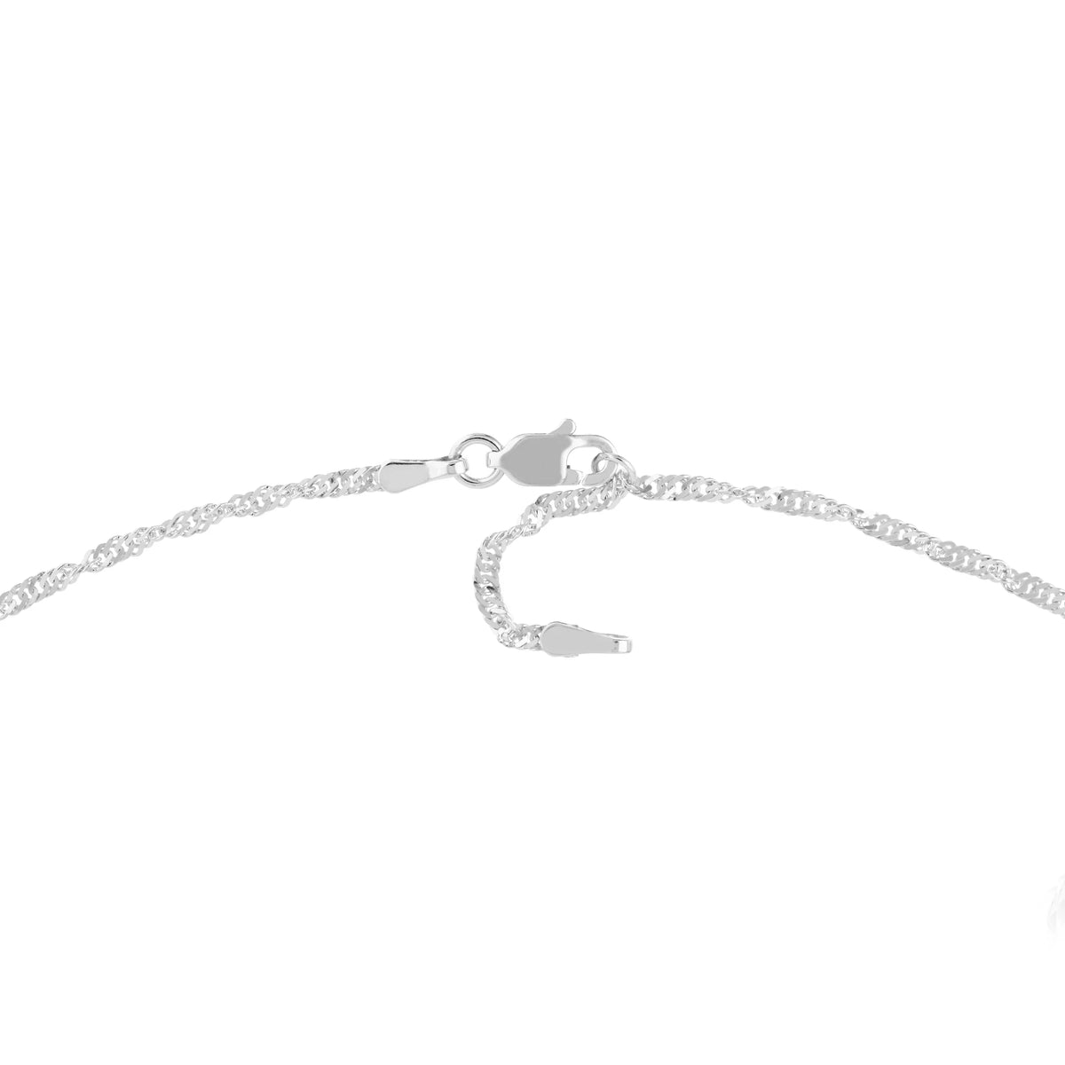 Anklet White Gold Adjustable Singapore 1.7mm 14K Women's 9"-10"